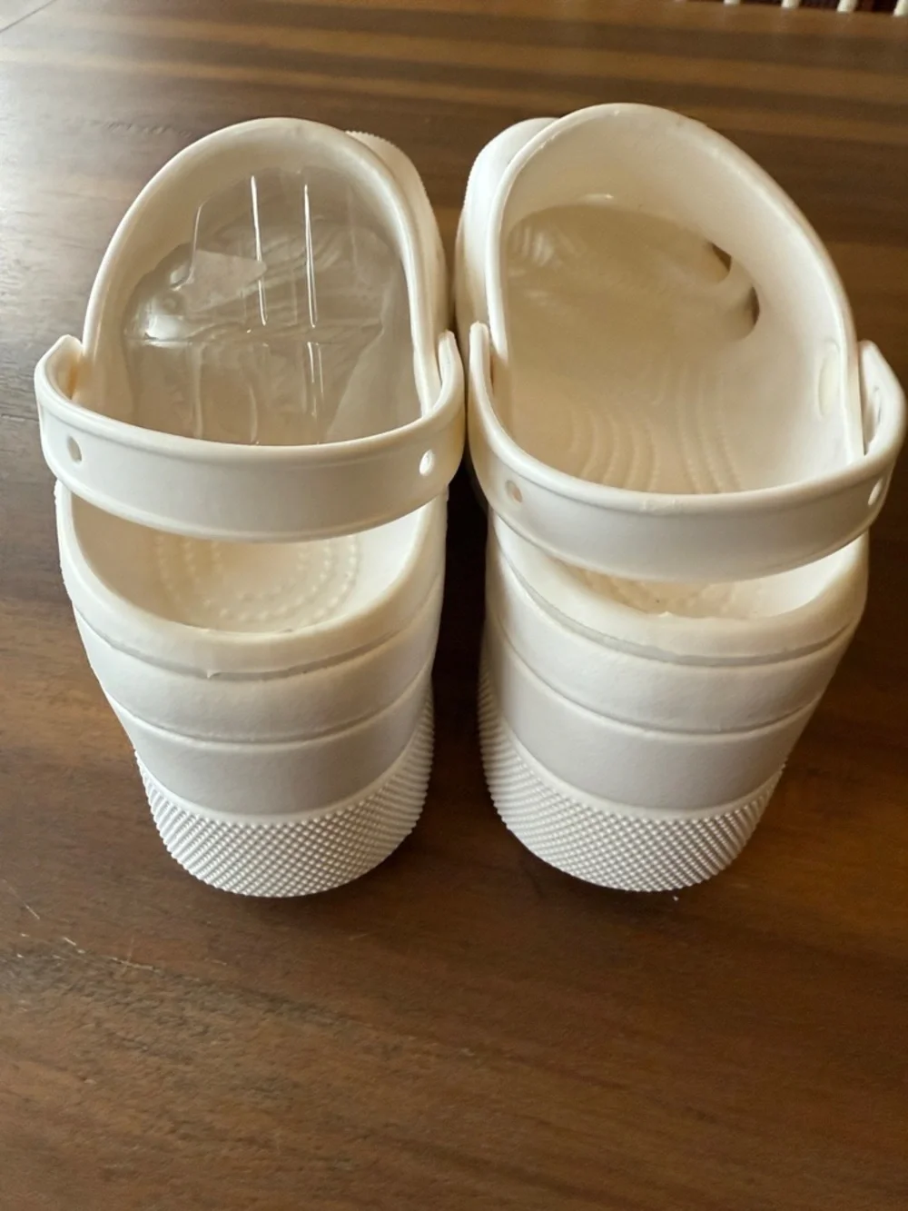 White Platform Clog with Pink Accent Strap Button
